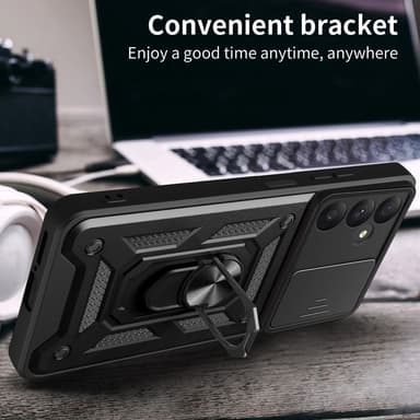 SKALO Samsung A35 5G Armor Hybrid Metal Ring Camera Slider - Rød