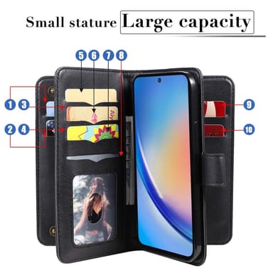 SKALO Samsung A35 5G 10-RUM Flip Cover - Sort
