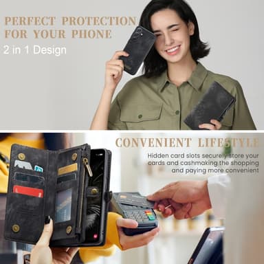 CaseMe Samsung A35 5G CaseMe Big Wallet 2in1 Magnet Pungetui - Sort
