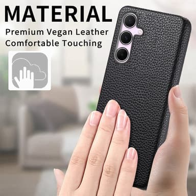 SKALO Samsung A55 5G PU Læder Litchi Cover - Sort