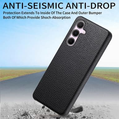 SKALO Samsung A55 5G PU Læder Litchi Cover - Sort