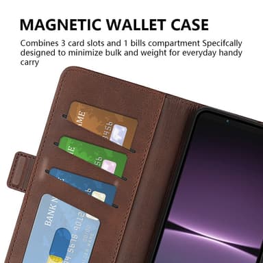 SKALO Sony Xperia 1 V Premium Wallet Flip Cover - Sort