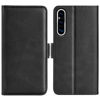 SKALO Sony Xperia 1 V Premium Wallet Flip Cover - Sort