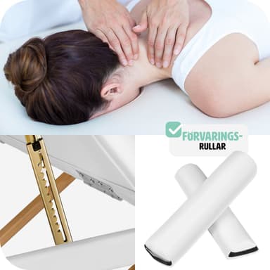 Massagebriks oval med 3 zoner, 5cm polstring + ruller - hvid