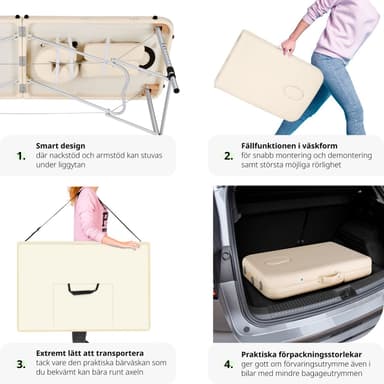 Massagebriks i aluminium med 2 zoner, polstring + taske - beige