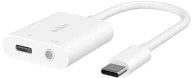 Belkin RockStar 3,5 mm audio + USB-C opladningsadapter (hvid)