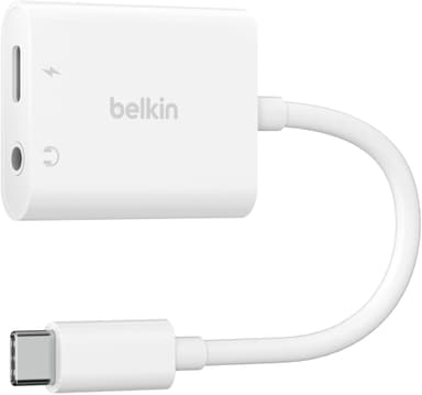 Belkin RockStar 3,5 mm audio + USB-C opladningsadapter (hvid)