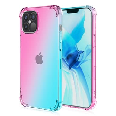 SKALO iPhone 15 Plus Gradient Ekstra stærk TPU-cover - Pink/Turkis