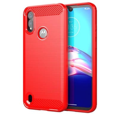 SKALO Motorola Moto E6i Armor Carbon Stødsikker TPU-cover - Rød