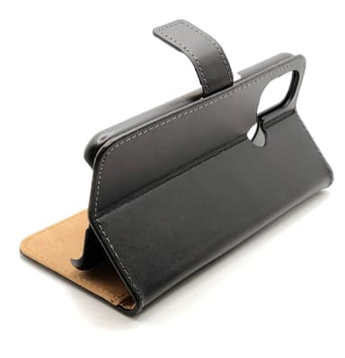 SKALO OnePlus Nord N100 Flip Cover m. Pung i Ægte Læder - Sort