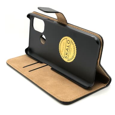 SKALO OnePlus Nord N100 Flip Cover m. Pung i Ægte Læder - Sort