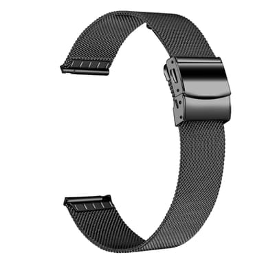 Urrem i rustfrit stål til Samsung Gear S3 Classic / Huawei Watch 3, 22mm Sort