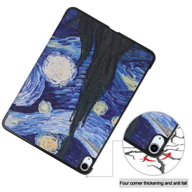 Til iPad Air 11 (2024) Etui Tre-fold Stativ Tablet Cover - Painting
