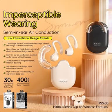 WEKOME Bluetooth Headset Semi-in-Ear trådløse hovedtelefoner - Beige
