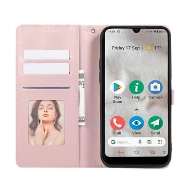 Blush mobilcover 3-kort Doro 8100 - Blush Pink