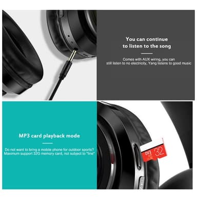 Hifi Wireless On-Ear Headset Bluetooth-hovedtelefoner - hvid