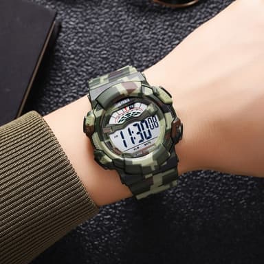 SKMEI 50m vandtæt armbåndsur - Grøn camouflage