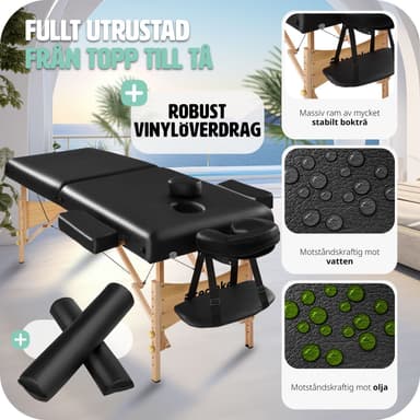 Massagebriks med 2 zoner, 7,5cm polstring + ruller - sort