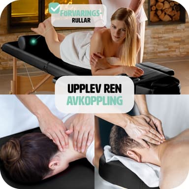 Massagebriks med 2 zoner, 7,5cm polstring + ruller - sort