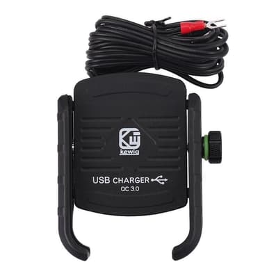Mobilholder til motorcykel med QC3.0 Hurtigopladning, Sort