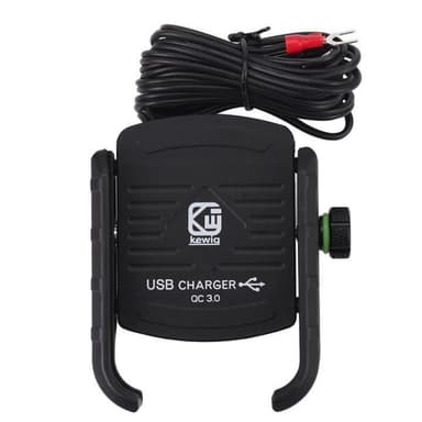 Mobilholder til motorcykel med QC3.0 Hurtigopladning, Sort