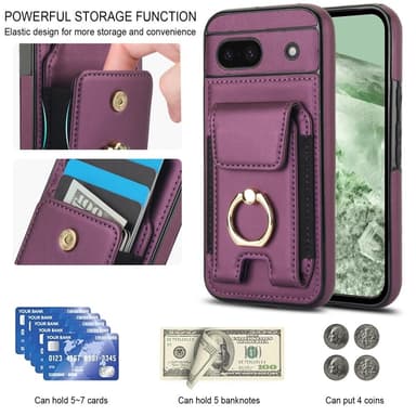 For Google Pixel 8a Kickstand Case Phone Cover with Card Slots