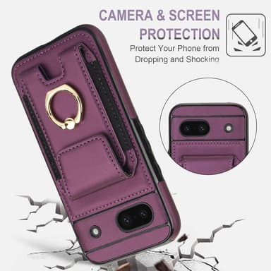 For Google Pixel 8a Kickstand Case Phone Cover with Card Slots