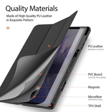 DUX DUCIS Samsung Tab S7+/S7 FE/S8+ DOMO Series Trifold Flip Cover - Sort