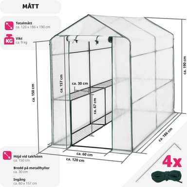 Drivhus med presenning, 3,6 m³ - hvid