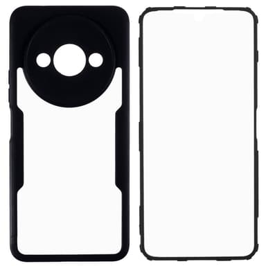 SKALO Xiaomi Redmi A3 Stødsikker Clear Hybrid Cover + Skaermbeskyttelse - Sort