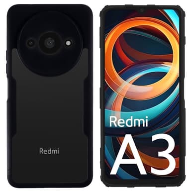 SKALO Xiaomi Redmi A3 Stødsikker Clear Hybrid Cover + Skaermbeskyttelse - Sort