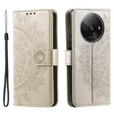 SKALO Xiaomi Redmi A3 Mandala Flip Cover - Guld