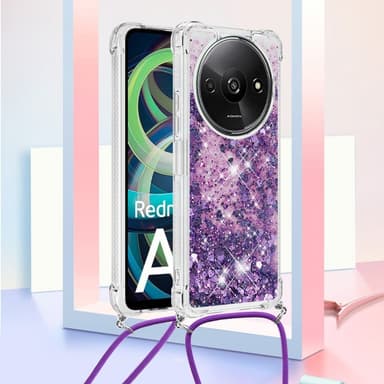 SKALO Xiaomi Redmi A3 Kvicksand Glitter Mobile Collar - Lilla