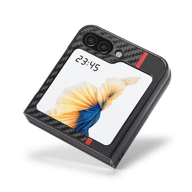 SKALO Samsung Z Flip6 LC.IMEEKE Carbon Fiber PU Leather Cover - Sort
