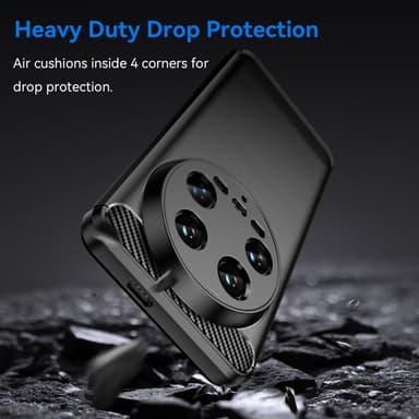 SKALO Xiaomi 14 Ultra 5G Armor Carbon Stødsikker TPU-cover - Sort