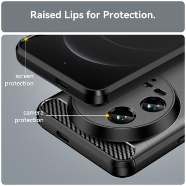 SKALO Xiaomi 14 Ultra 5G Armor Carbon Stødsikker TPU-cover - Sort