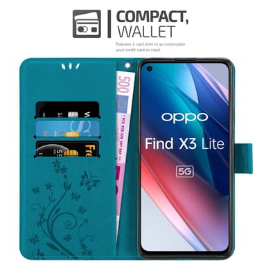 Oppo FIND X3 LITE Pungetui Cover Case (Blå)