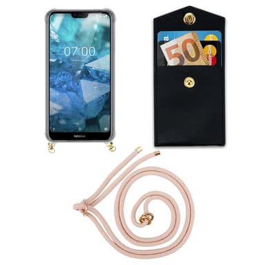 Nokia 7.1 Etui Cover Kæde (Lyserød)