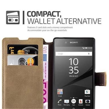 Sony Xperia Z5 Pungetui Cover Case (Brun)