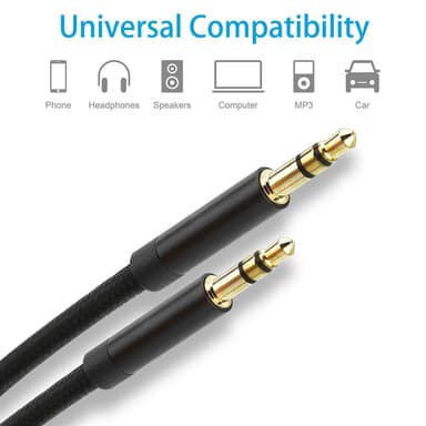 Aux-kabel 3,5 mm lydkabel 3m Stereo jack-kabel