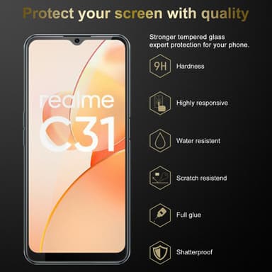 Realme C31 Skærmbeskytter Beskyttelsesglas