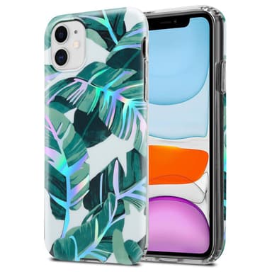 iPhone 11 Etui Cover Blomster (Hvid)