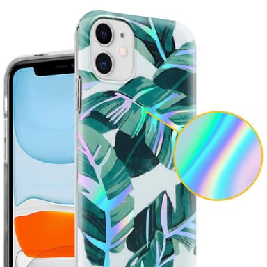 iPhone 11 Etui Cover Blomster (Hvid)