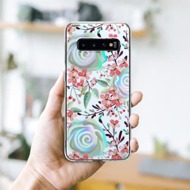 Samsung Galaxy S10 4G Etui Cover Blomster (Hvid)