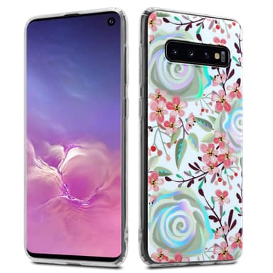 Samsung Galaxy S10 4G Etui Cover Blomster (Hvid)