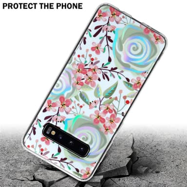 Samsung Galaxy S10 4G Etui Cover Blomster (Hvid)