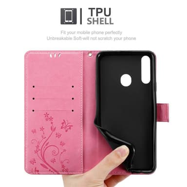 Samsung Galaxy A20s Pungetui Cover Case (Lyserød)