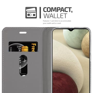 Samsung Galaxy A12 / M12 Pungetui Cover Case (Grå)