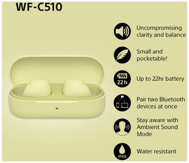 Sony WF-C510 true wireless in-ear høretelefoner (gul)