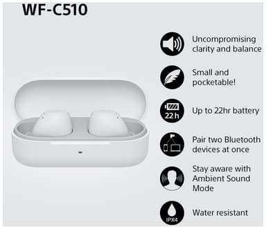 Sony WF-C510 true wireless in-ear høretelefoner (hvid)